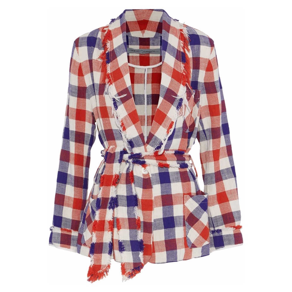 RAQUEL ALLEGRA (EUC) | Frayed gingham flannel jacket